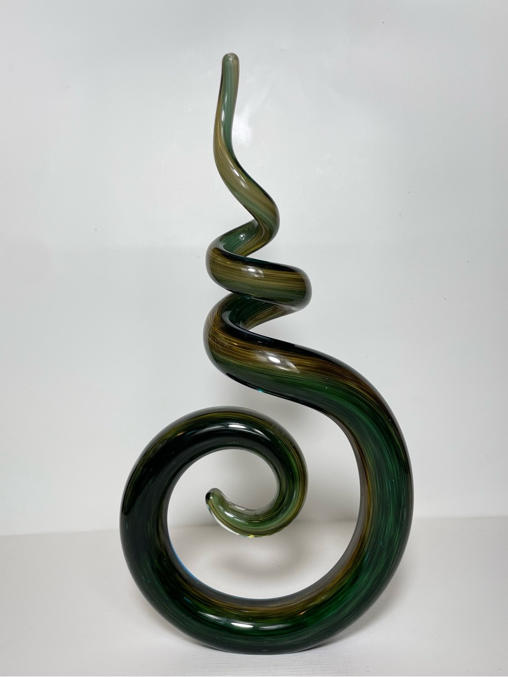 Vintage Handmade Blown Glass Spiral Art Sculpture